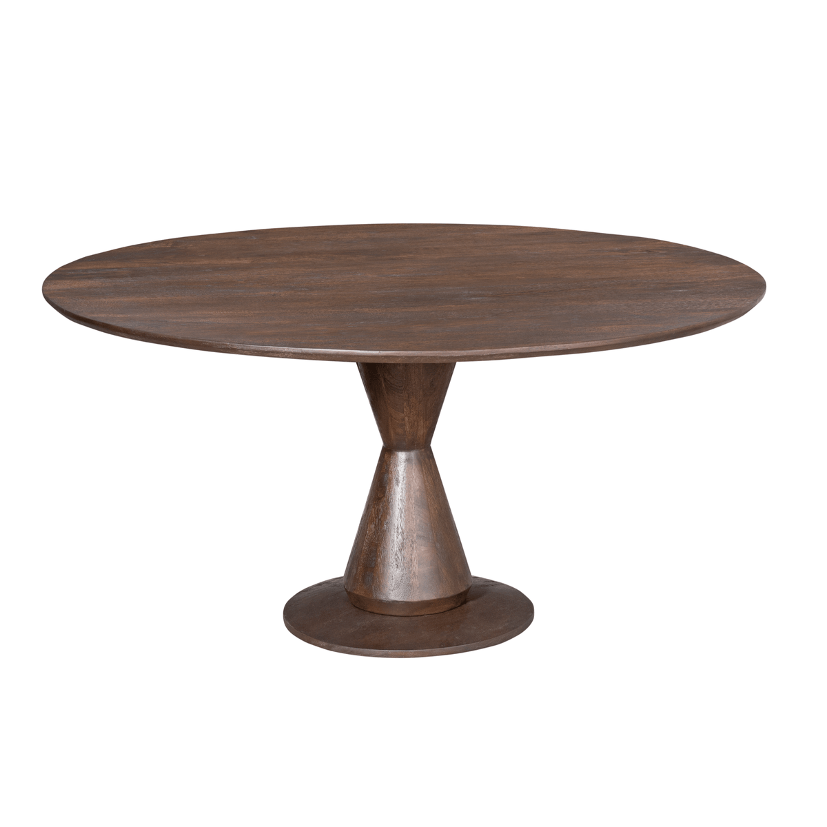 Ronde Eettafel - Bruin Mangohout - 130 cm - Design Zandloperpoot Kitchen & Dining Room Tables Starfurn