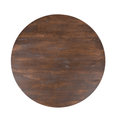 Ronde eettafel van bruin mangohout, 130 cm, met zandloperpoot, foto 5