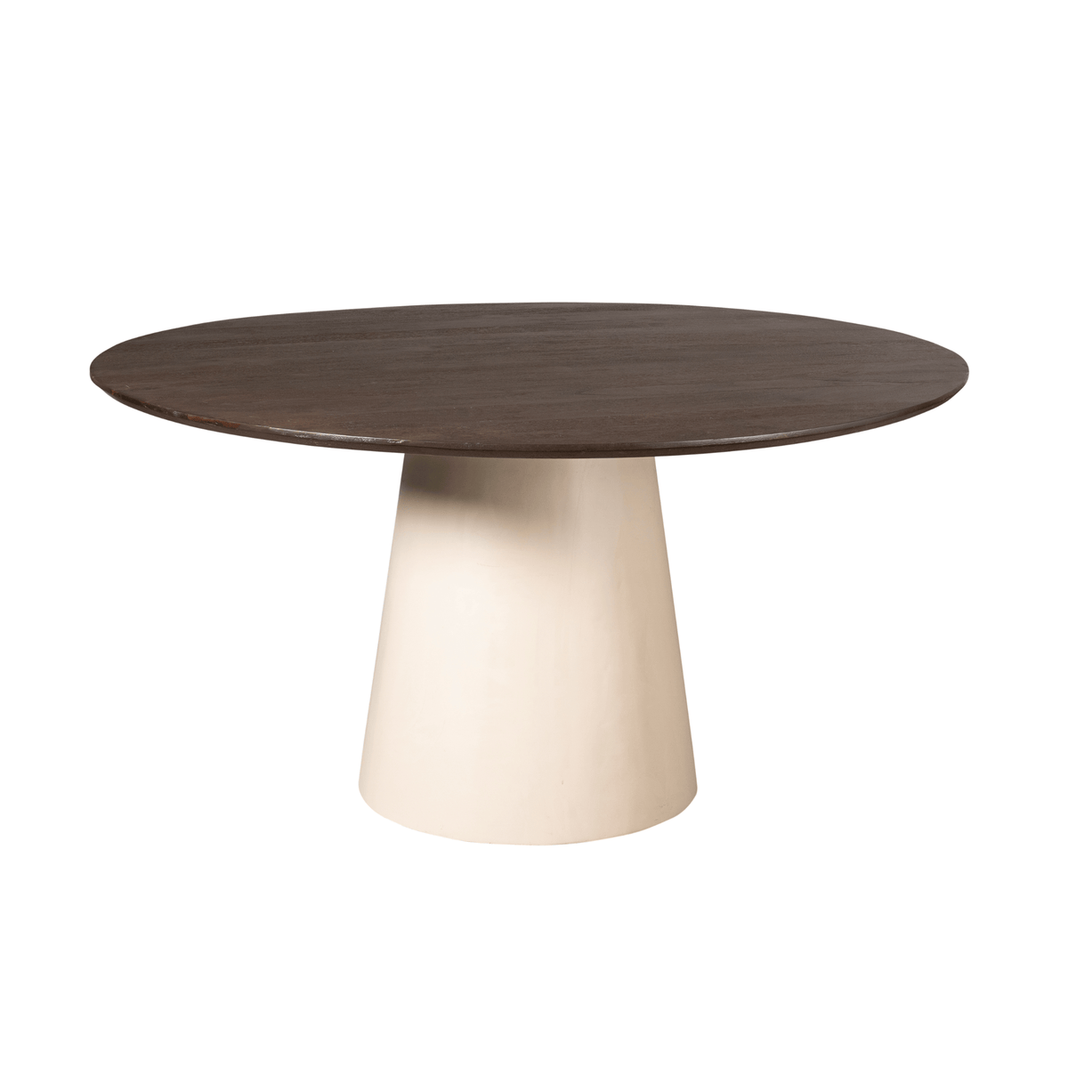 Ronde Eettafel - Bruin Mangohout - 150 cm - Zandkleurige Conische Poot Kitchen & Dining Room Tables Starfurn