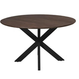Ronde Eettafel - Bruin Mangohout - 150 cm - Zwarte Metalen Spiderpoot Kitchen & Dining Room Tables Starfurn