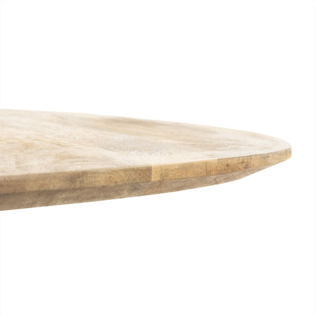 Ronde eettafel van mangohout, 140 cm, met cilinderpoot in Japandi-stijl, foto 3