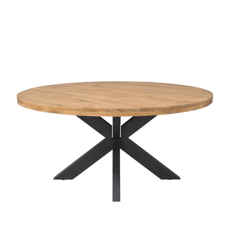 Ronde eettafel van massief mangohout met zwarte matrixpoot, Ø 150 cm, foto 2