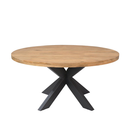 Ronde eettafel van massief mangohout met zwarte matrixpoot, Ø 150 cm, foto 3