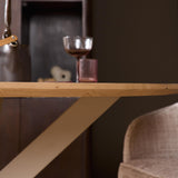 Ronde Eettafel - Naturel Eikenhout - 130 cm - Zandkleurige Poot Kitchen & Dining Room Tables Starfurn