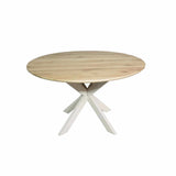 Ronde Eettafel - Naturel Eikenhout - 130 cm - Zandkleurige Poot Kitchen & Dining Room Tables Starfurn