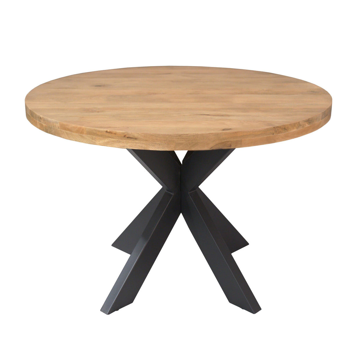 Ronde Eettafel - Naturel Mangohout - 120 cm - Matrixpoot - Industrieel Kitchen & Dining Room Tables Starfurn