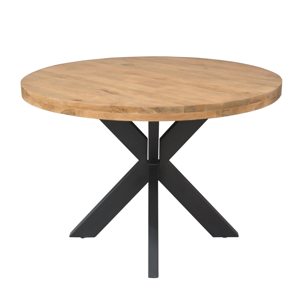 Ronde Eettafel - Naturel Mangohout - 120 cm - Matrixpoot - Industrieel Kitchen & Dining Room Tables Starfurn