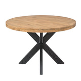 Ronde Eettafel - Naturel Mangohout - 120 cm - Matrixpoot - Industrieel Kitchen & Dining Room Tables Starfurn
