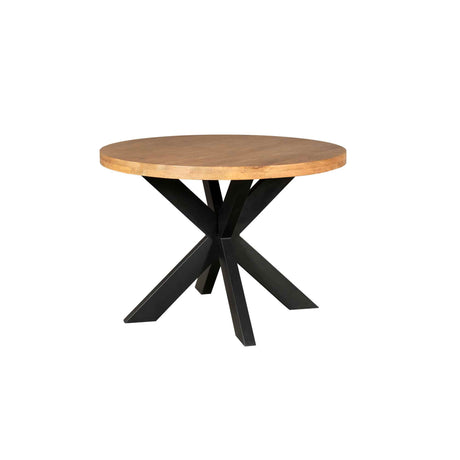 Ronde eettafel van naturel mangohout, 120 cm, met metalen onderstel, foto 4