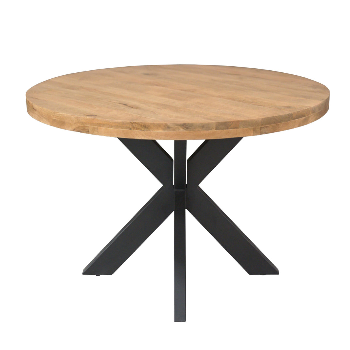 Ronde Eettafel - Naturel Mangohout - 130 cm - Matrixpoot - Industrieel Kitchen & Dining Room Tables Starfurn