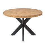 Ronde Eettafel - Naturel Mangohout - 130 cm - Matrixpoot - Industrieel Kitchen & Dining Room Tables Starfurn