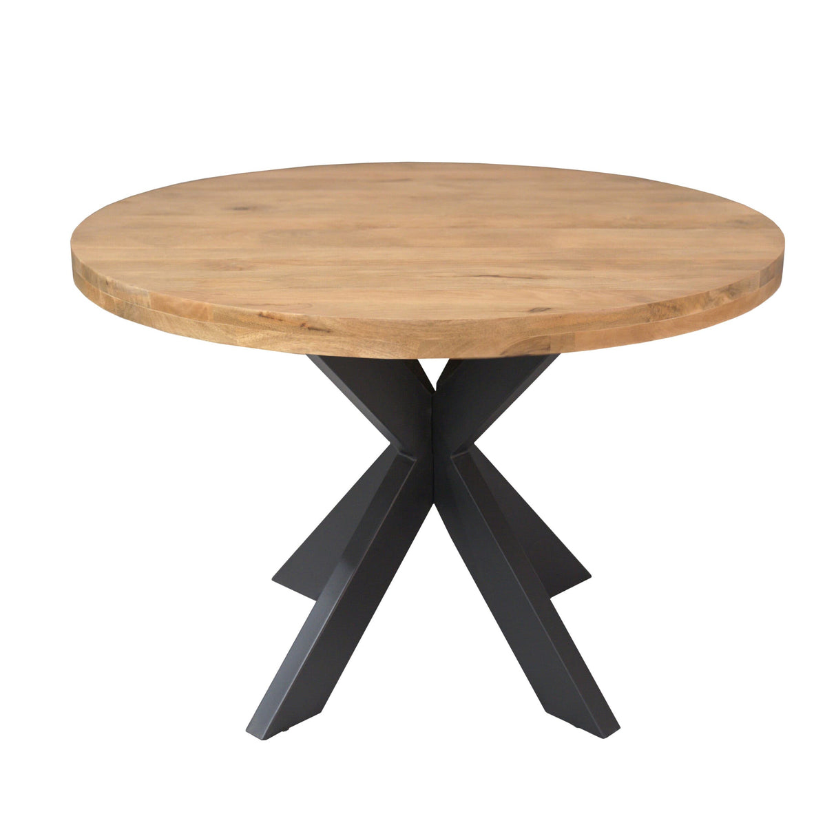 Ronde Eettafel - Naturel Mangohout - 130 cm - Matrixpoot - Industrieel Kitchen & Dining Room Tables Starfurn