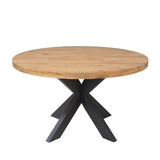 Ronde Eettafel - Naturel Mangohout - 140 cm - Matrixpoot - Industrieel Kitchen & Dining Room Tables Starfurn