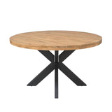 Ronde Eettafel - Naturel Mangohout - 140 cm - Matrixpoot - Industrieel Kitchen & Dining Room Tables Starfurn