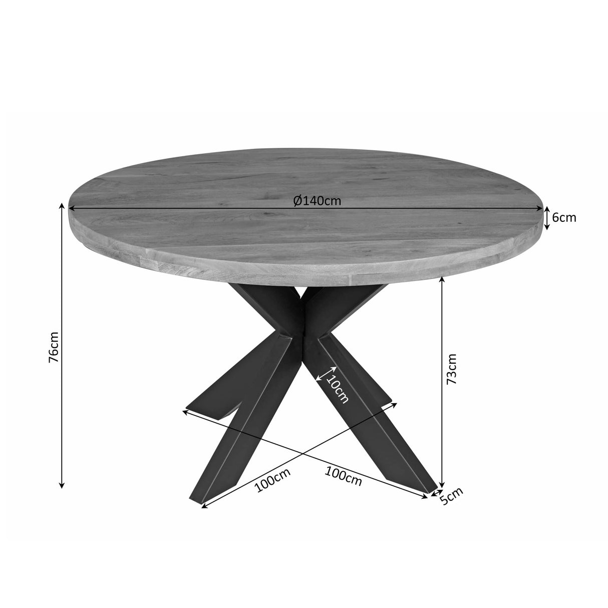 Ronde Eettafel - Naturel Mangohout - 140 cm - Matrixpoot - Industrieel Kitchen & Dining Room Tables Starfurn