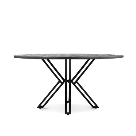 Ronde eettafel van zwart mangohout, 120 cm, modern industrieel design