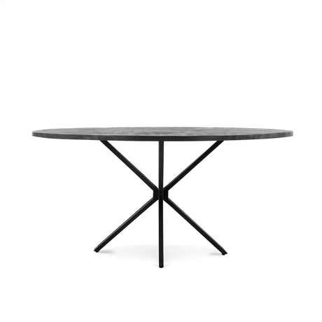 Ronde eettafel van zwart mangohout, 120 cm, modern industrieel design, foto 2