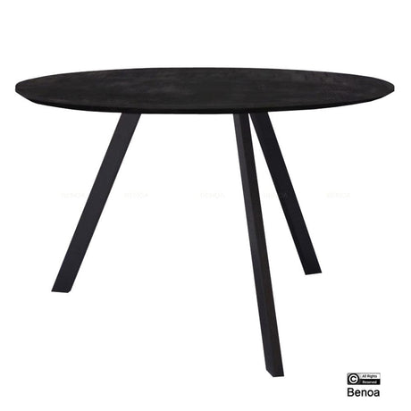 Ronde eettafel van zwart mangohout, 120 cm, in minimalistische stijl