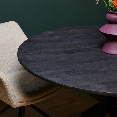 Ronde eettafel van zwart mangohout, 130 cm, foto 2