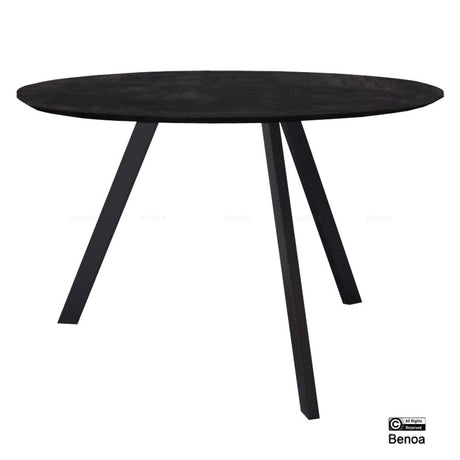 Ronde eettafel van zwart mangohout, 150 cm, minimalistisch industrieel