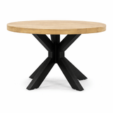 Ronde Industriële Salontafel - 80 cm - Mangohout - Stalen Onderstel Coffee Tables Benoa