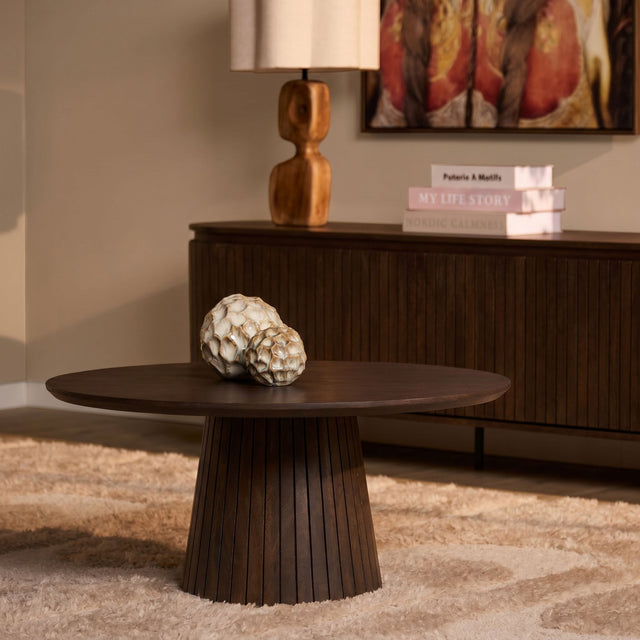 Ronde salontafel van bruin mangohout, Ø 80 cm