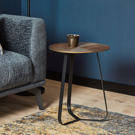 Kleine ronde salontafel van goudkleurig aluminium en ijzer, 40 cm