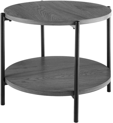 Kleine ronde salontafel van hout met zwart metaal, 50 cm, modern design, foto 16