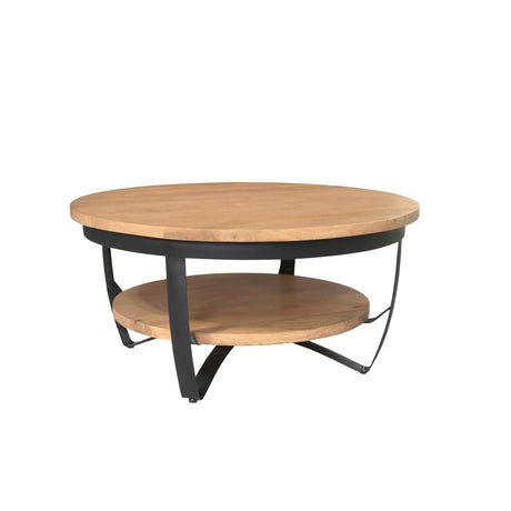 Ronde salontafel van naturel mangohout, 70 cm, met dubbel blad, foto 2