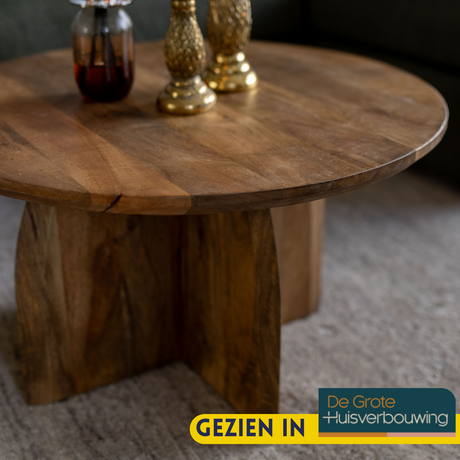 Ronde salontafel van massief mangohout, 70 cm breed en 40 cm hoog, foto 5