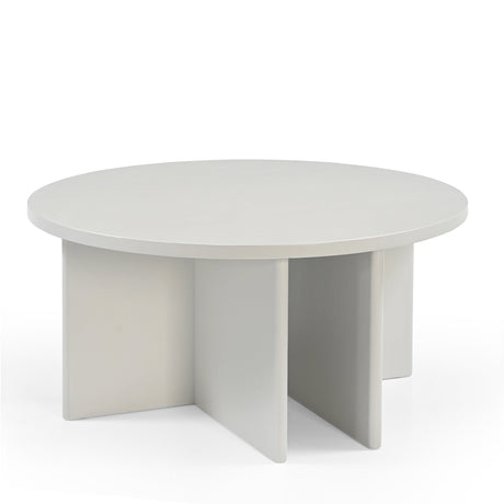 Ronde salontafel van massief mangohout in off white, 80 cm, foto 2
