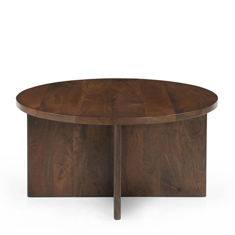 Ronde salontafel van massief mangohout in walnootbruin, 80 cm, foto 3