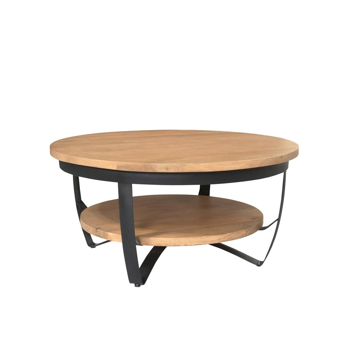 Ronde Salontafel - Naturel Mangohout - 70 cm - Dubbel Blad Coffee Tables Starfurn