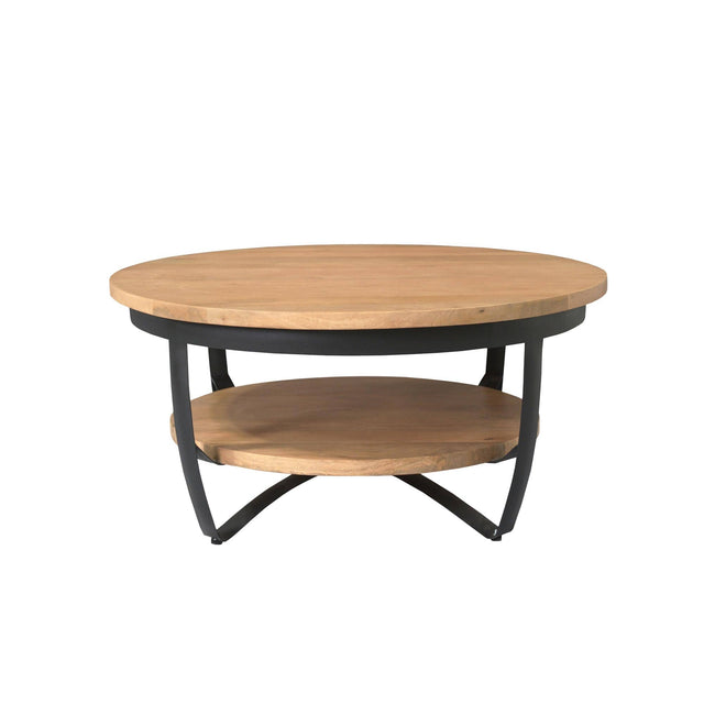 Ronde Salontafel - Naturel Mangohout - 70 cm - Dubbel Blad Coffee Tables Starfurn