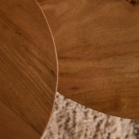 Ronde salontafel van naturel mangohout, 80 cm, met lattenpoot, foto 5
