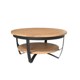 Ronde Salontafel - Naturel Mangohout - 90 cm - Dubbel Blad - Industrieel Coffee Tables Starfurn