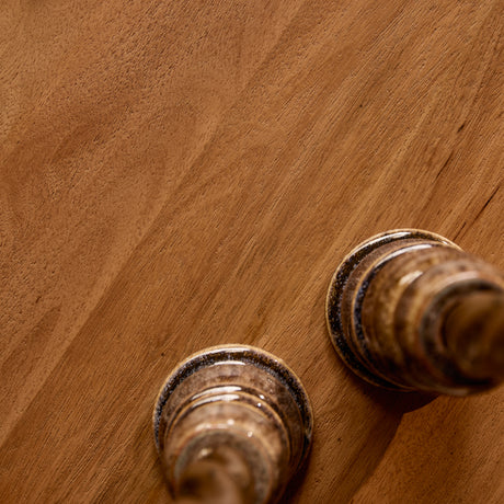 Ronde salontafel van naturel mangohout met verticaal lattenpatroon, 80 cm, foto 5