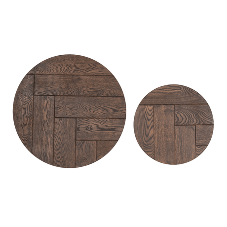 Ronde Salontafel Otik - Set van 2 - Bruin Eikenhout - Zwart Metaal Coffee Tables Starfurn