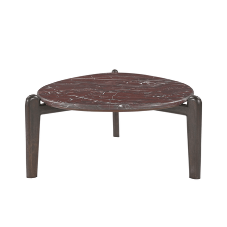 Ronde salontafel van rood marmer met slanke poten, Ø 81 cm, foto 2