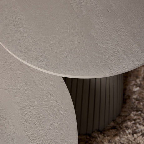 Ronde Salontafel - Taupe Mangohout - 50 cm - Lattenpatroon op Zuilpoot Coffee Tables Starfurn