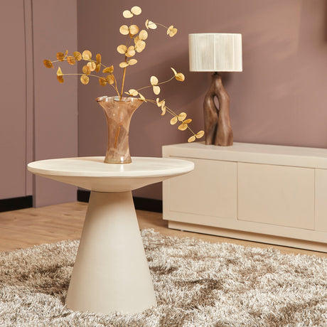 Ronde salontafel van zand mangohout, 60 cm, sculpturaal design
