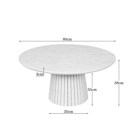 Ronde salontafel van zandkleurig mangohout, Ø 80 cm, foto 3