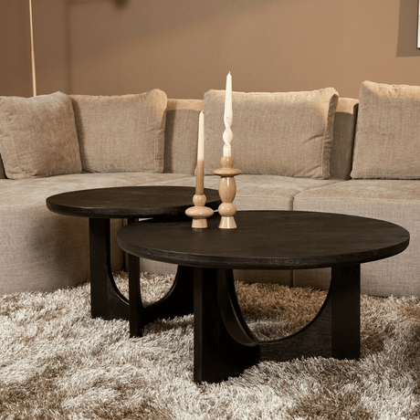 Ronde zwarte salontafel van mangohout, 60 cm, elegant design, foto 2