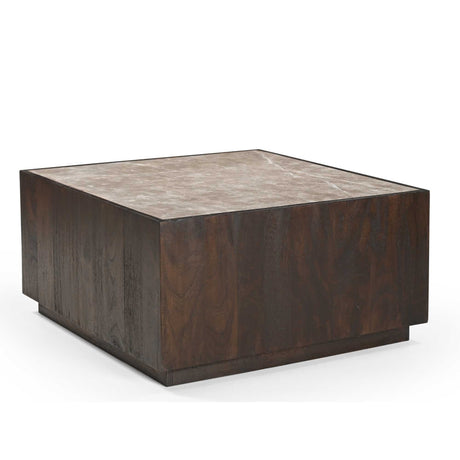 Salontafel - Bruin - Marmer - Mangohout - 80 cm - Vierkant Coffee Tables Starfurn
