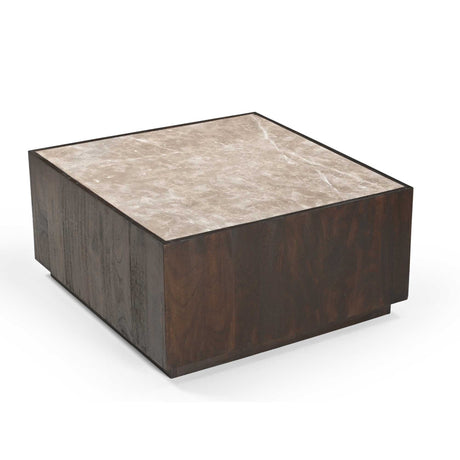 Salontafel - Bruin - Marmer - Mangohout - 80 cm - Vierkant Coffee Tables Starfurn