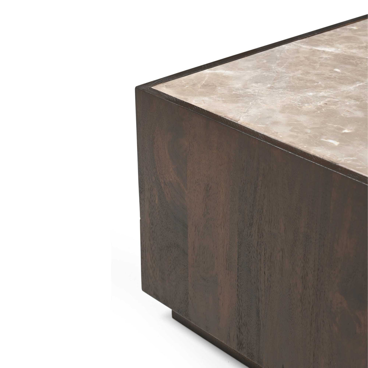 Salontafel - Bruin - Marmer - Mangohout - 80 cm - Vierkant Coffee Tables Starfurn