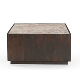 Salontafel - Bruin - Marmer - Mangohout - 80 cm - Vierkant Coffee Tables Starfurn