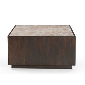 Salontafel - Bruin - Marmer - Mangohout - 80 cm - Vierkant Coffee Tables Starfurn