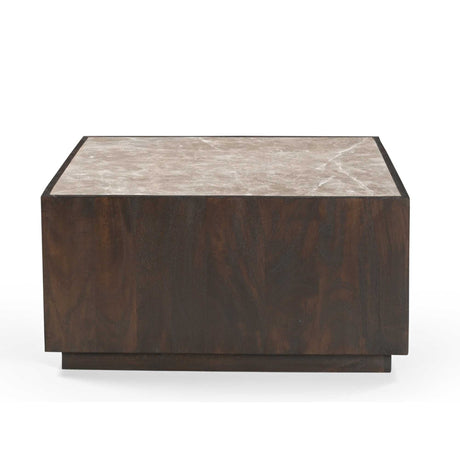 Salontafel - Bruin - Marmer - Mangohout - 80 cm - Vierkant Coffee Tables Starfurn