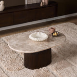 Salontafel - Bruin - Marmer - Mangohout - 90 cm - Ovaal Coffee Tables Starfurn